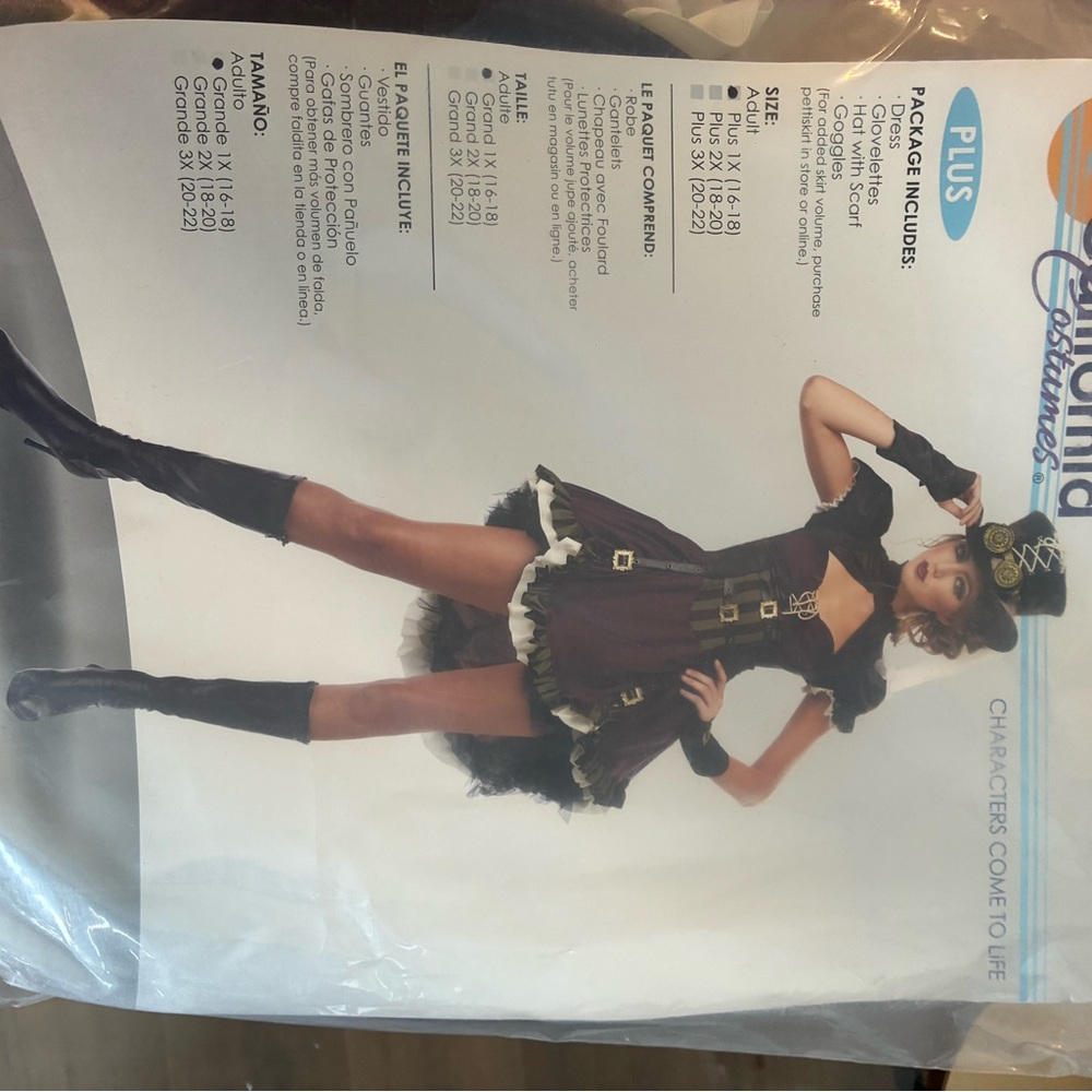 California Costumes Steampunk Dress with Hat and Gloves